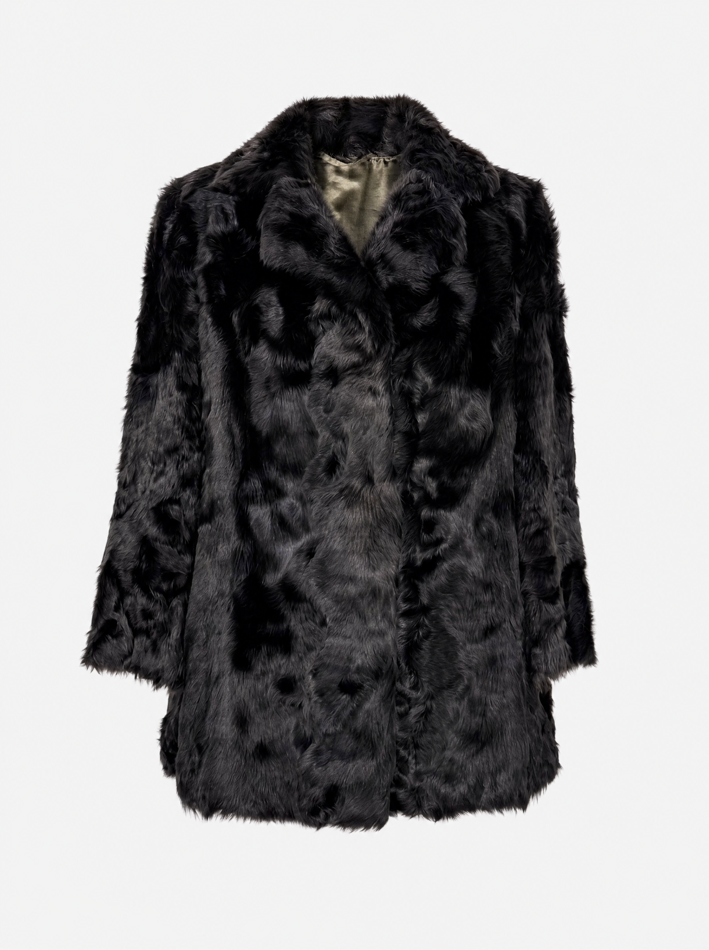 Brown vintage goat fur coat – front view
