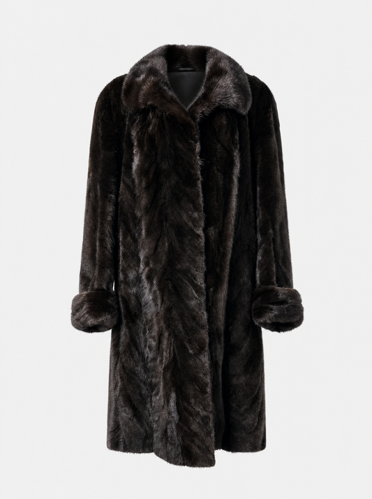 Brown vintage mink fur coat – front view