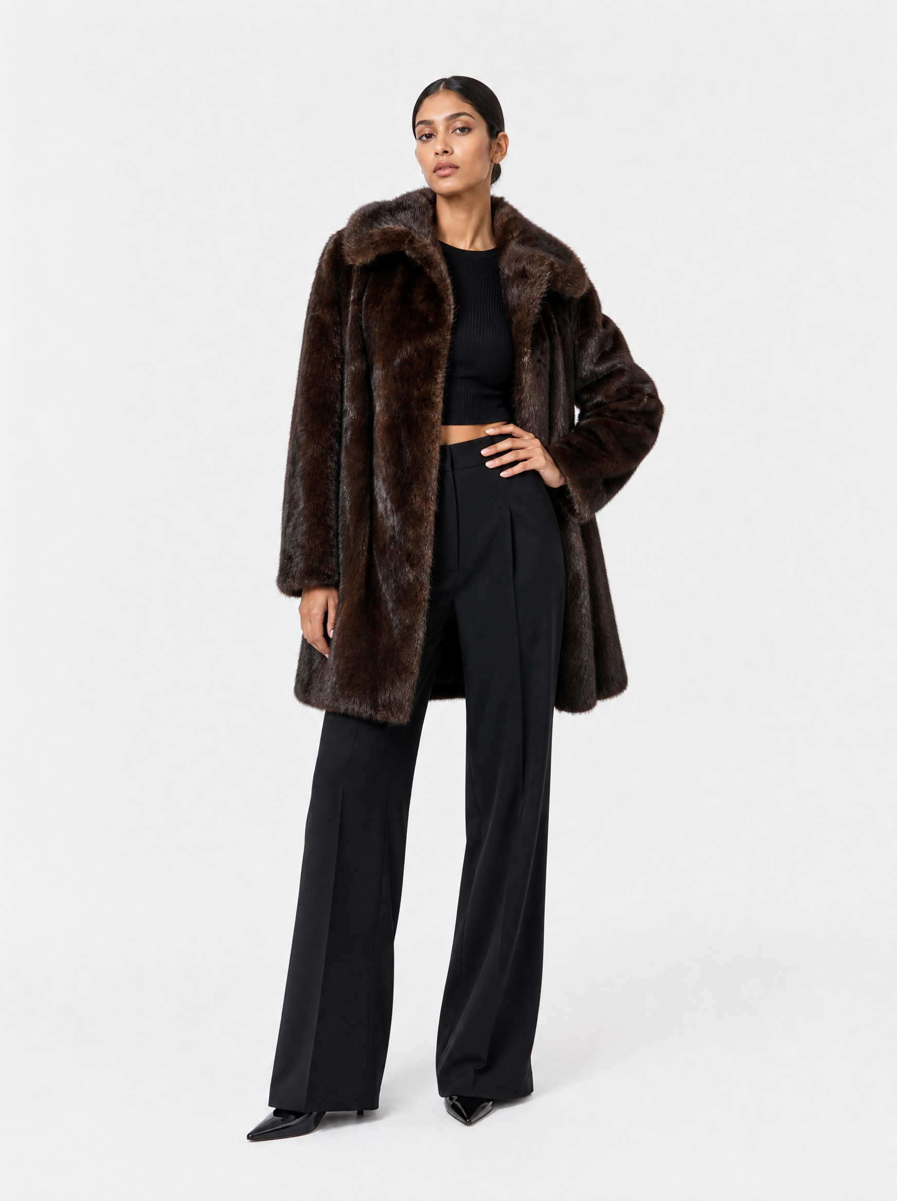Nerzmantel - Long Classic Brown
