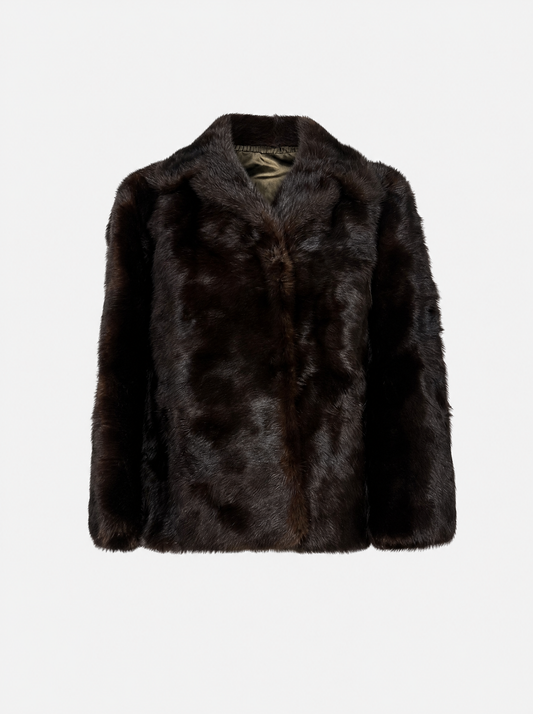 Brown vintage mink fur jacket – front view