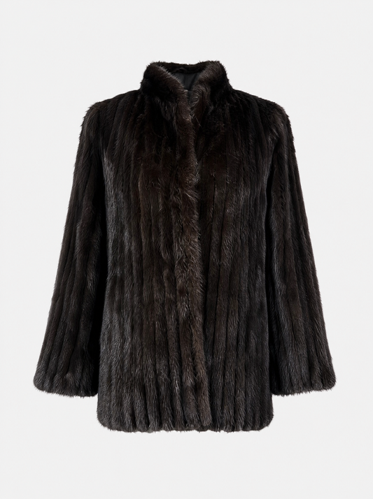 Brown vintage mink fur jacket – front view