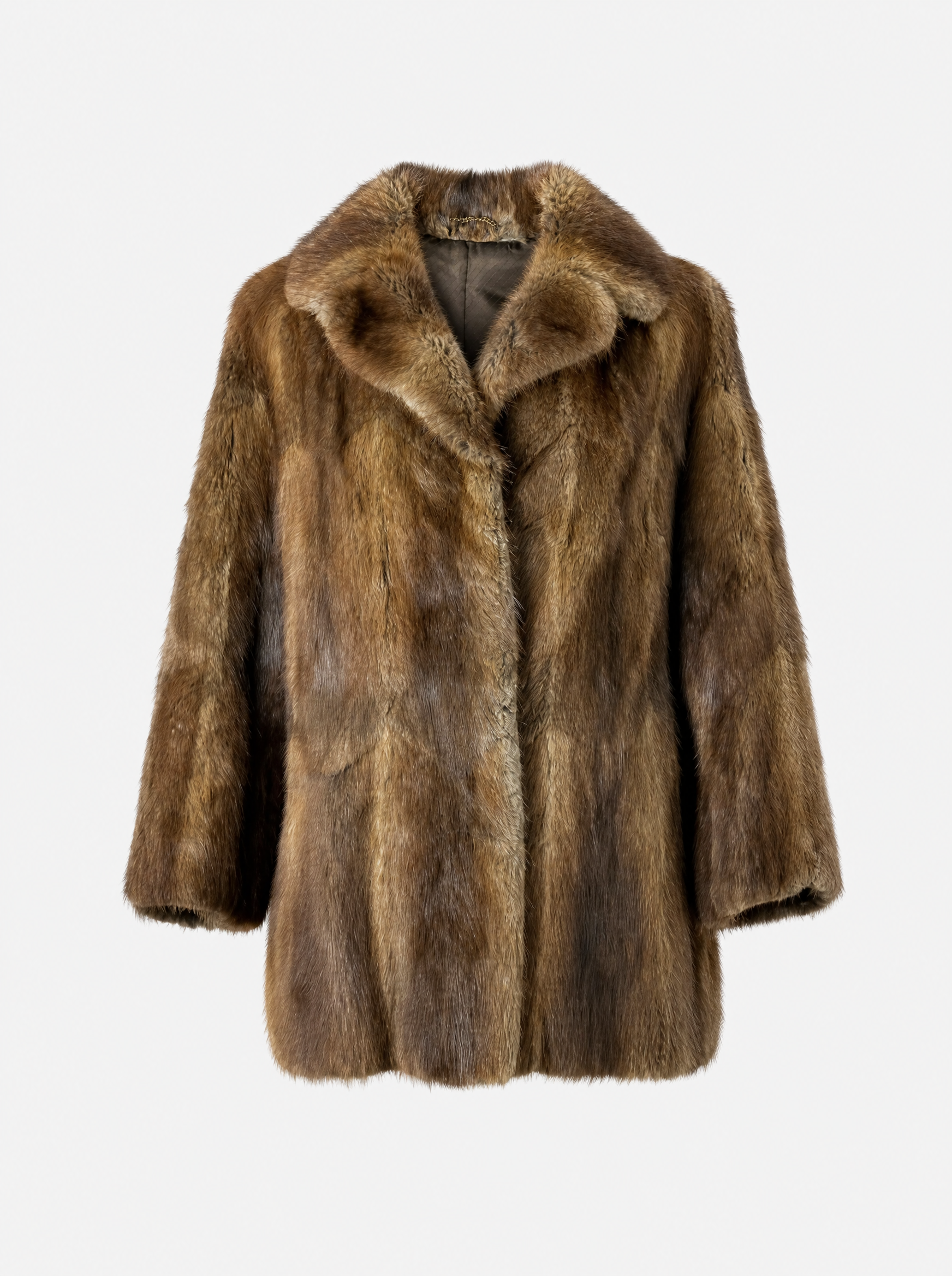 Brown vintage muskrat fur coat – front view