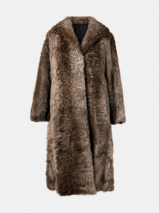 Brown vintage Persian lamb fur coat – front view