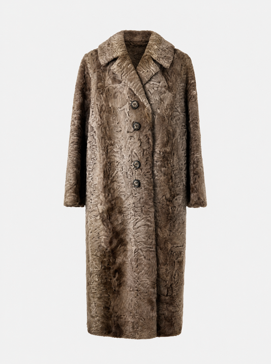 Brown vintage Persian lamb fur coat – front view