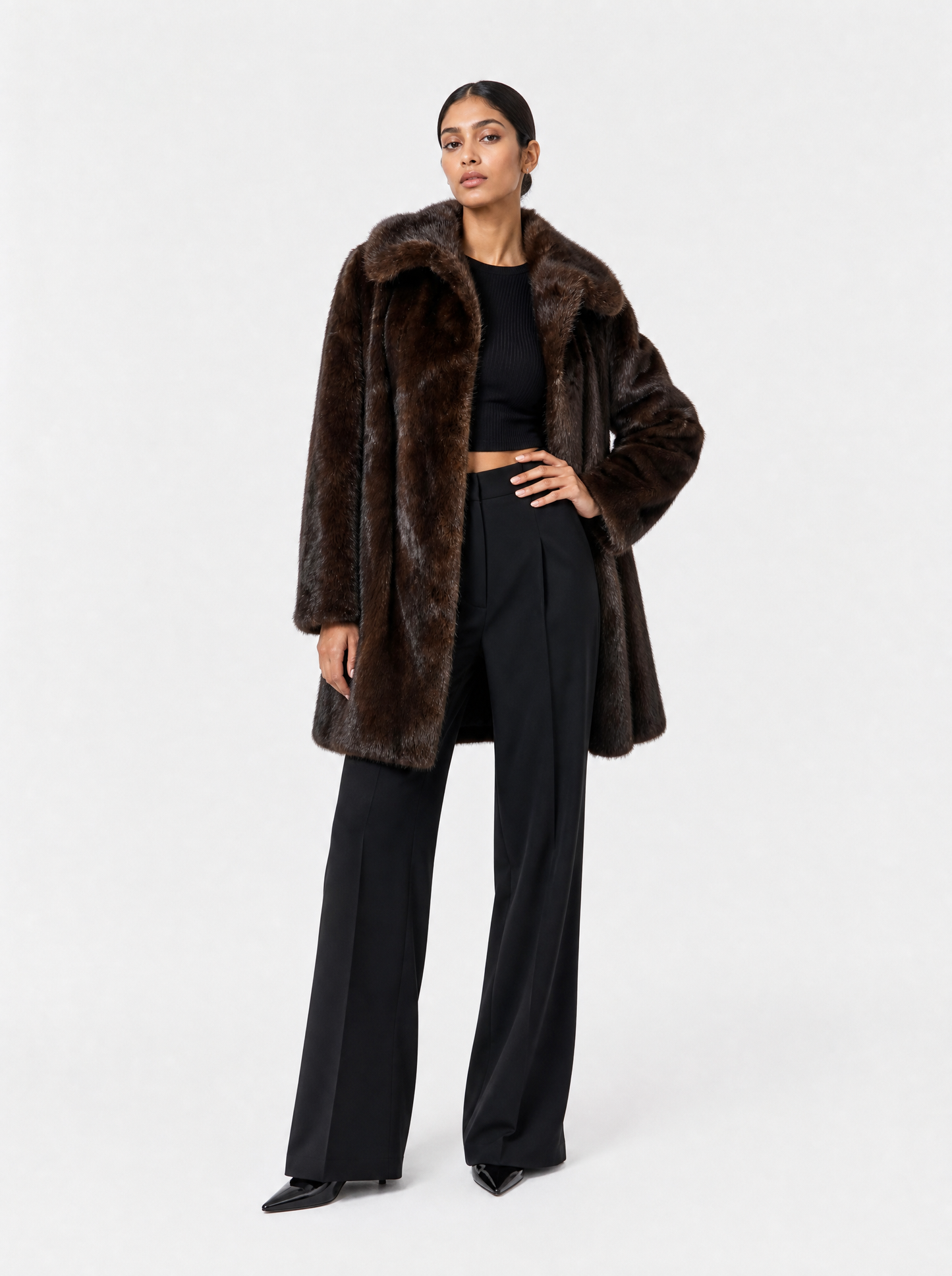 Nerzmantel - Long Classic Brown