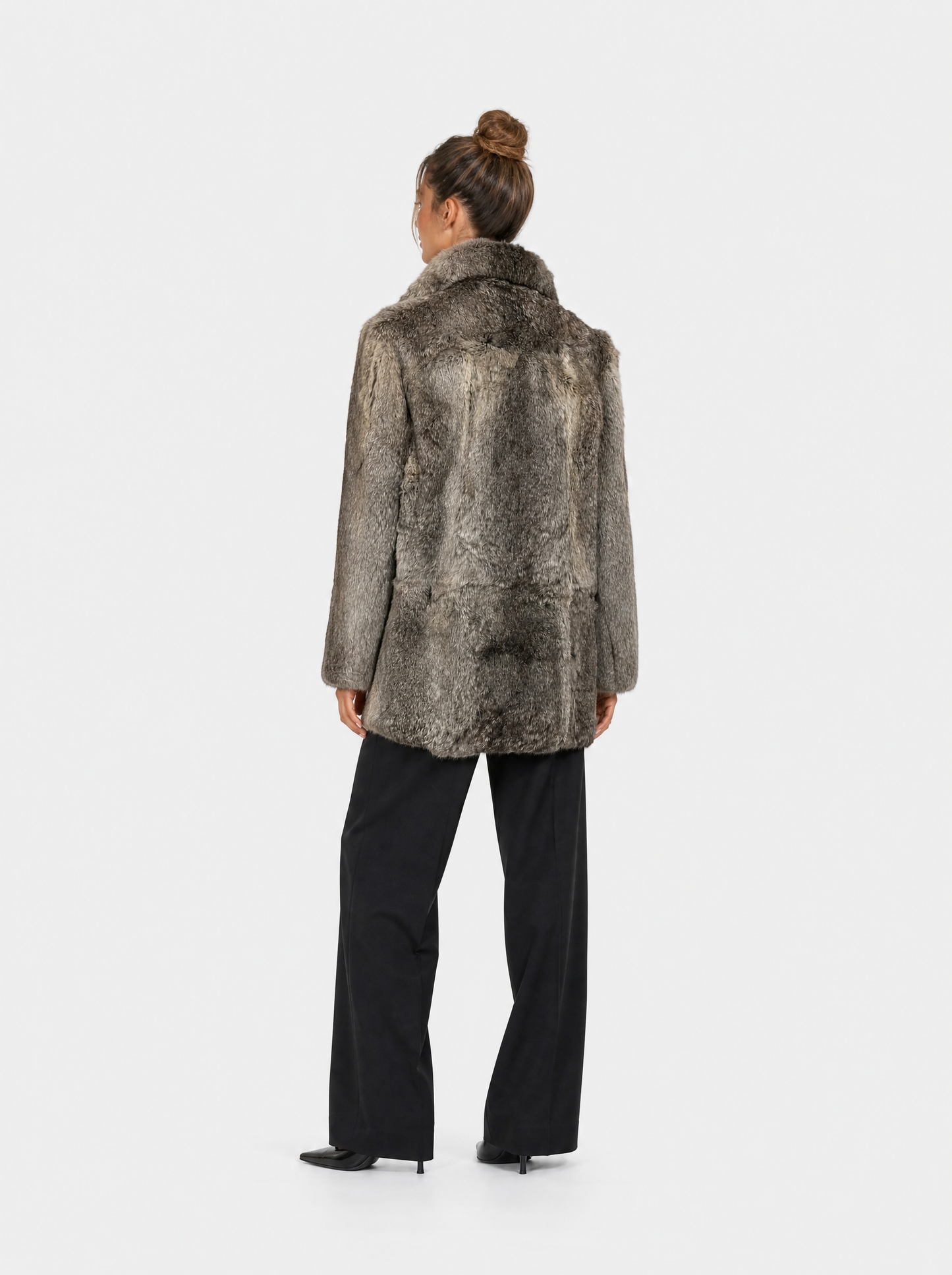 Kaninchenfell Jacke - Soft Grey Long