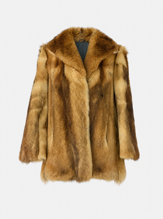 Orange vintage fox fur coat – front view